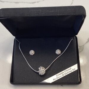 Genuine Crystal Silver-Tone Necklace & Earring Set